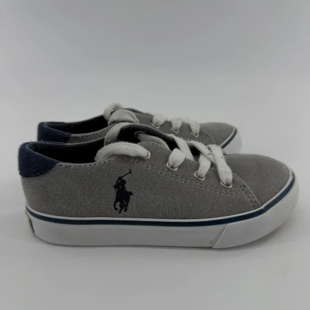 Polo Ralph Lauren Fantor III Toddler Boys Grey Navy Sneakers Size 9